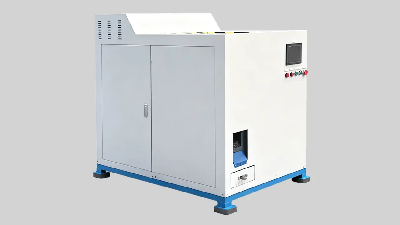 Máquina compactadora automática de aparas de alumínio com sistema de alimentação em espiral (rosca sem fim).