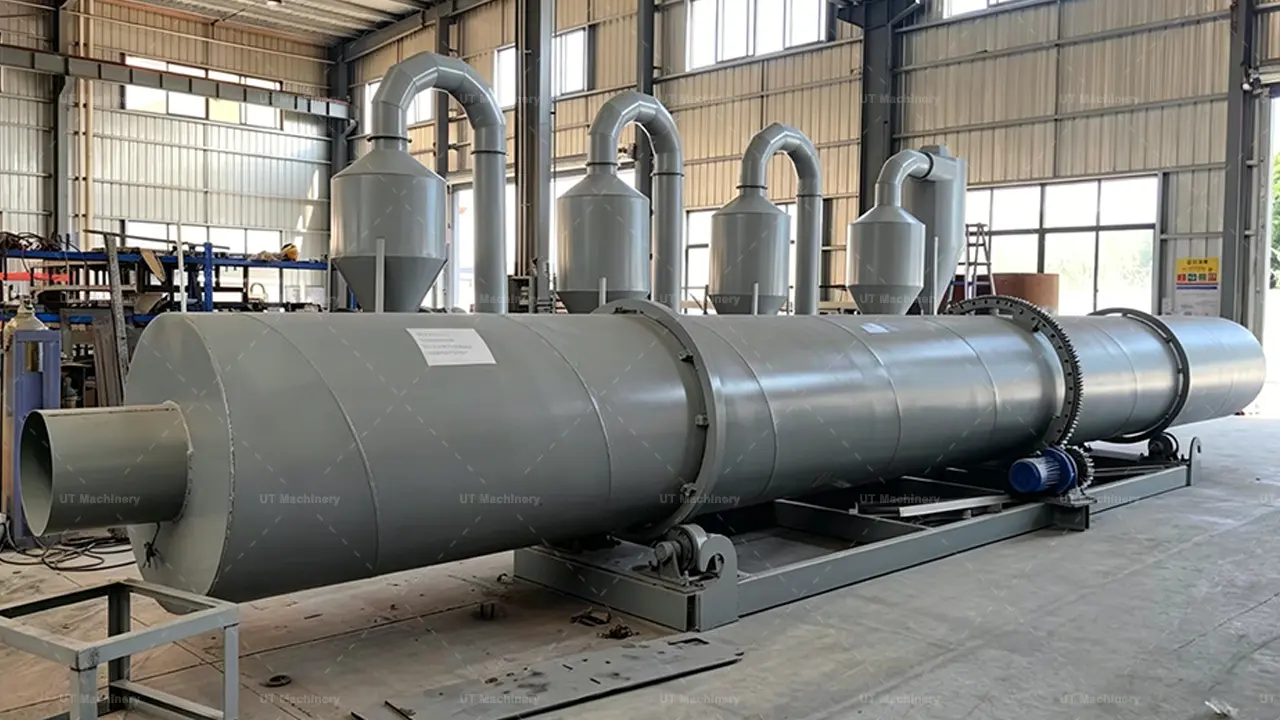 Fábrica da UT Machinery: secador de tambor rotativo em produção para exportação internacional