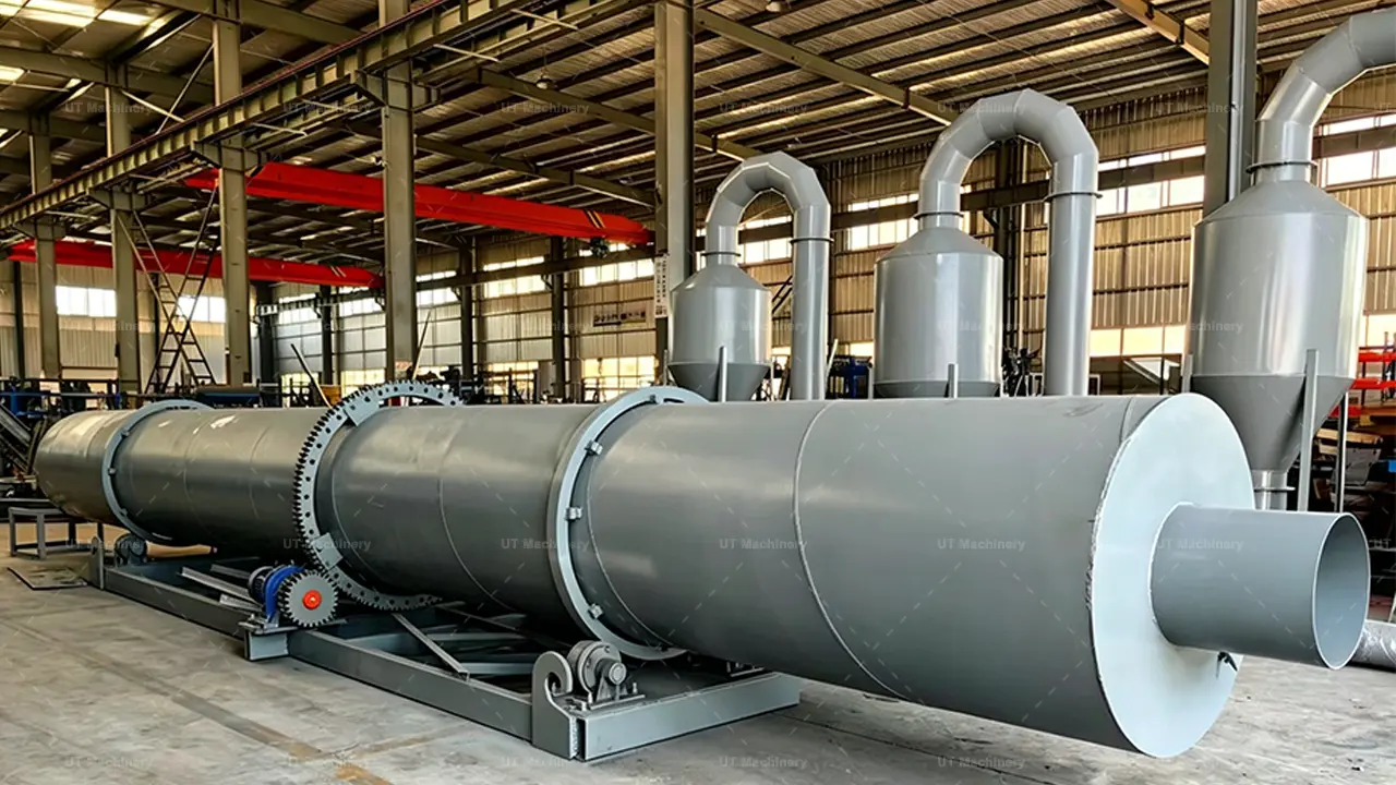 Foco no sistema de roletes e transmissão por engrenagem reforçada em um secador rotativo UT Machinery