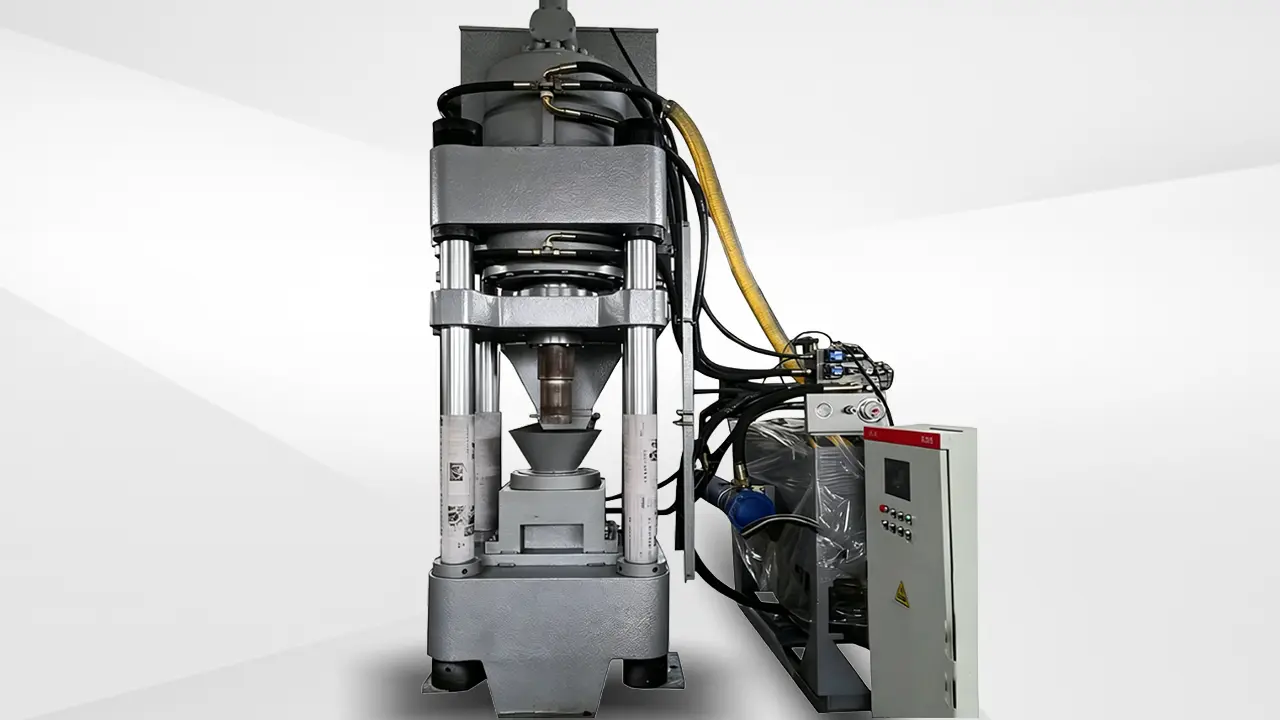 Prensa vertical de cavacos de latão direto da fábrica da UT Machinery, com design de tamanho compacto para linhas de reciclagem de metal.